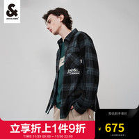 杰克·琼斯（JACK&JONES）冬季格纹图案字母刺绣休闲衬衫男装 E49墨绿 170/92A/S