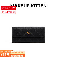 MAKEUP KITTEN 牛皮长款钱包女轻奢侈单品手拿卡包女零钱包 黑色