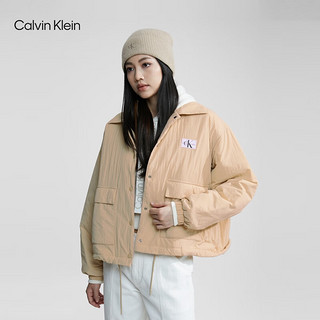Calvin Klein  Jeans24春季女士抽绳下摆大口袋衬衫式棉服外套J222917 AAT-象牙黄 M