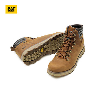 CAT 卡特彼勒 卡特男式城市机能防水户外休闲牛皮工装靴短靴子 棕色