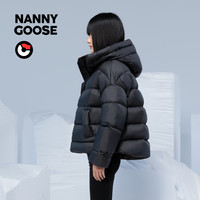 NANNY GOOSE 保姆鹅 羽绒服女款短款廓形面包服连帽保暖宽松百搭白鸭绒外套