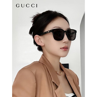 GUCCI 古驰 近视墨镜男女全框矩形潮流近视太阳镜男女款防晒遮阳GG0637SK GG0637SK-001-56(镜片)