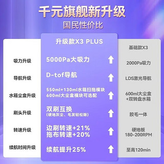 以内（INXNI）扫地机器人扫吸拖一体5000Pa家用智能吸尘洗地自动免清洗日抛式拖地机激光导航扫吸拖X3PLUS升级款 【X3Plus+年度清洁包】白色