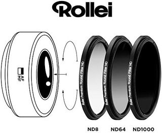 Rollei *镜头 灰色滤镜套装包括：1 x ND 8，ND 64和ND 1000滤镜，由大猩猩玻璃制成，带铝环，长久照明带铝保护盖。. 77mm