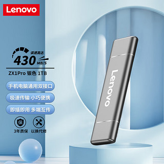 联想（Lenovo) 1TB 移动硬盘固态（PSSD） Type-c USB3.1双接口 ZX1Pro系列 银色