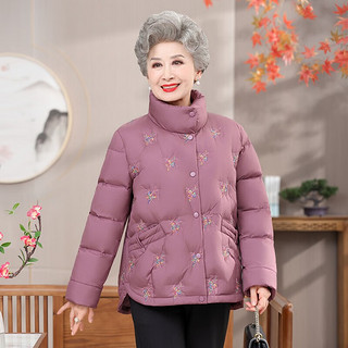 鸭鸭（YAYA）奶奶冬装羽绒服短款60岁70老年人冬季短款中老年款外套CF 豆绿 L