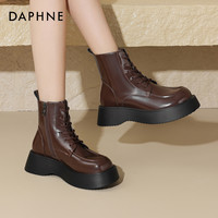 DAPHNE 达芙妮 时尚马丁靴女冬百搭靴子加绒工装靴休闲短靴单靴
