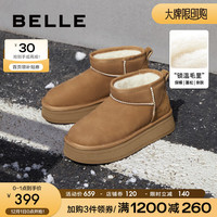 BeLLE 百丽 保暖舒适雪地靴女23冬季潮流短靴A7M1DDM3 棕色 36