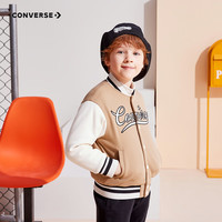 Converse匡威儿童装男童加厚针织夹克秋冬中大童保暖棒球服外套棉服潮 咖啡棕 140/68