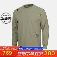 迪桑特（DESCENTE）运动T恤男款休闲春秋款长袖上衣 军绿色KHAKI 100