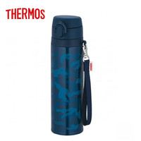 THERMOS 膳魔师 保温杯550ml不锈钢水杯便携男女水壶带提绳 迷彩蓝JNT-552 PL