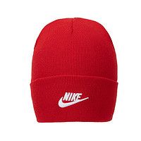 NIKE 耐克 帽子冬季新款红色简约休闲保暖翻边针织毛线运动帽 FB6528-657