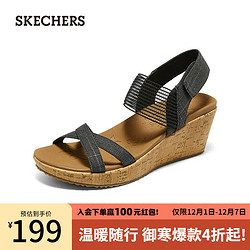 SKECHERS 斯凯奇 鞋坡跟凉鞋女新款简约女单鞋休闲119323 黑色/BLK 35