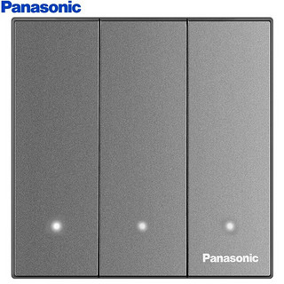 松下（Panasonic）松下开关插座面板悦宸灰色86型暗装墙壁开关一开五孔单控双控开关 三开单控带灯WMWM515MYH