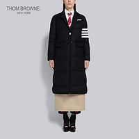 THOM BROWNE 女士四条纹黄铜纽扣海军蓝羊毛羽绒服外套