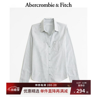Abercrombie & Fitch 女装 小麋鹿白领气质通勤纯色百搭美式复古长袖衬衫 KI140-4115 绿色 M (165/96A)