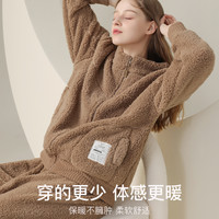 Miiow 猫人 2023睡衣女秋冬季加绒加厚珊瑚绒可外穿法兰绒家居服套装