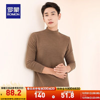 罗蒙【德绒】半高领长袖t恤男纯色保暖针织打底衫 驼色 180(140-160斤)