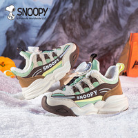 SNOOPY史努比童鞋儿童棉鞋男女童冬季短绒二棉保暖运动鞋2847米绿卡其37
