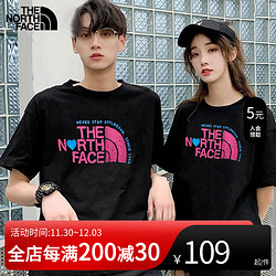 THE NORTH FACE 北面 短袖T恤情侣装男2023夏季新款户外女装休闲上衣纯棉圆领半袖