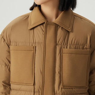 哥弟真的好简约保暖90鹅绒翻领大口袋羽绒服外套女A400996 卡其 XL(5码)