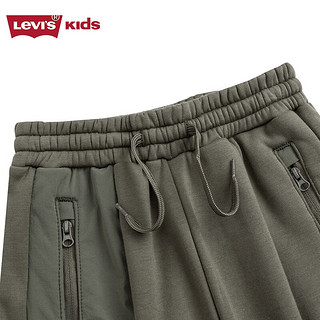 Levi's 李维斯 童装23冬季男童针织长裤儿童加绒工装裤子 灰橄榄色 130/56(7)