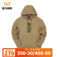361°运动卫衣男连帽套头卫衣宽松舒适上衣 黄铜色 S