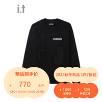 izzue 伊苏 it 男装宽松圆领卫衣潮流质感套头上衣3160W3L BKX/黑色 S