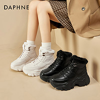 DAPHNE 达芙妮 厚底雪地靴女款冬季2023新款马丁短靴加绒加厚高帮保暖棉鞋