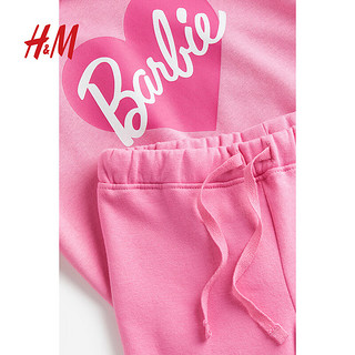 H&M童装女童套装2件式冬季连帽衫慢跑裤1102035 粉色/芭比 120/60