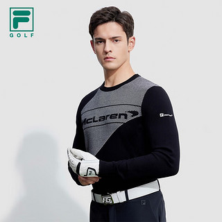 FILA 斐乐男子织衫2023冬基础简约高尔夫运动套头毛衣 深黑-BK 185/104A/XXL