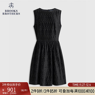 布克兄弟（BrooksBrothers）女士年冬镂空刺绣圆领无袖连衣裙 0004-黑色 2