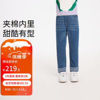Annil安奈儿童装女童牛仔棉裤2023冬 深蓝牛仔 110cm