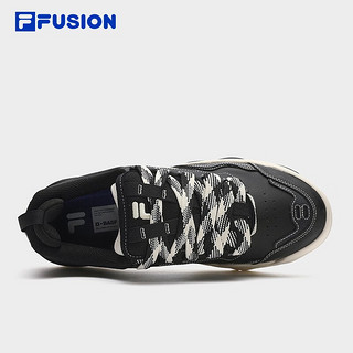 斐乐（FILA）FUSION斐乐潮牌男鞋KICK专业滑板鞋波浪底板鞋 黑/奶油白-BA 43