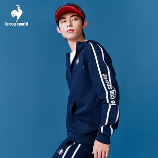 乐卡克（Le coq sportif）法国公鸡男款2023三色系列带帽加绒拉链开衫卫衣CB-5610234 藏青/NVY L