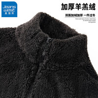 真维斯舒棉绒立领开衫宽松时尚慵懒风外套冬女 黑-纯色 M