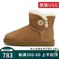 UGG【JD物流】美版秋冬季女士雪地靴防水防污迷你短靴 栗子棕色 38