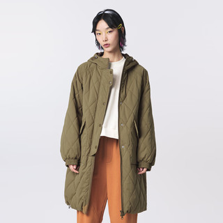 幻走（MOVEUP）.FUN系列连帽猫咪绣花设计师长款棉外套女 夜黑 M
