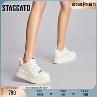 STACCATO 思加图 2023新款甜美休闲小白鞋增高厚底轻便松糕鞋女鞋C2301AM3C