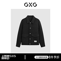 GXG 男装 商场同款多色高雅翻领短大衣 冬季GEX10629414 黑色 170/M