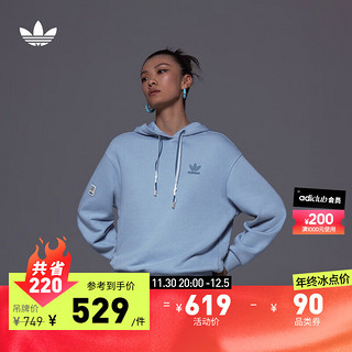 adidas 阿迪达斯 三叶草女装冬季运动连帽卫衣IW9415 天蓝 A/S