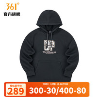 361° 361度运动卫衣男连帽套头卫衣宽松休闲上衣 岩煤深灰 S
