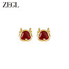ZEGL设计师本命年龙系列红玛瑙耳环女小众属龙S925银耳钉新年耳饰 福龙玛瑙耳夹（铜材质）