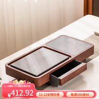 瓷牌茗茶具新式抽水消毒煮茶炉家用办公室一体式多功能茶盘套装 消毒煮茶炉-胡桃木色