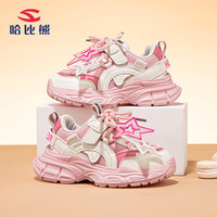哈比熊（HOBIBEAR）女童运动鞋秋季男童时尚童鞋大童舒适休闲儿童鞋JD83G80粉白37码