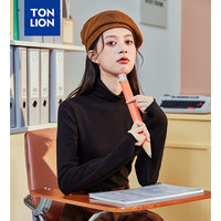 唐狮 TONLION堆堆领纯色打底衫女冬季内搭正肩修身上衣通勤 黑 色 S