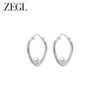 ZEGL大圈圈人造珍珠耳环女小众设计感气质高级感时尚耳饰 碎银圈圈耳环
