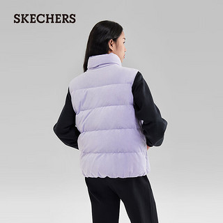 SKECHERS 斯凯奇 轻薄时尚羽绒服背心女子秋冬季保暖舒适灯芯绒休闲百搭马甲 石楠紫/00FW M