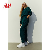 H&M HM女装卫裤2023冬季新款简约休闲宽松高腰慢跑裤长裤0975845