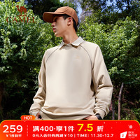 骆驼 CAMEL卫衣男冬长袖t恤圆领套头宽松版型运动时尚男女同款 淡卡其，男女同款 S